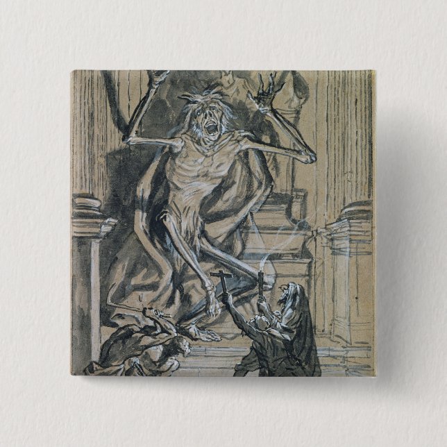 Four Grave Robbers awaken a Ghost 15 Cm Square Badge (Front)