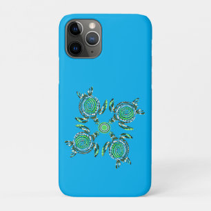Four Green Turtles Dot Art,   iPhone 11 Pro Case