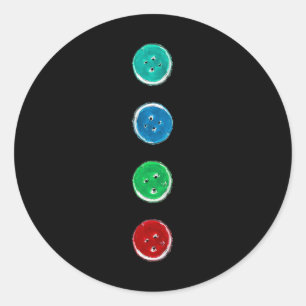 Four Groovy Buttons Blue Cat Fun Halloween Custom Classic Round Sticker