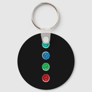 Four Groovy Buttons Blue Cat Fun Halloween Custom Key Ring