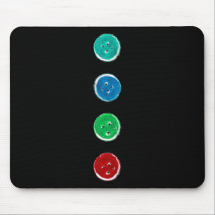 Four Groovy Buttons Blue Cat Fun Halloween Custom Mouse Pad