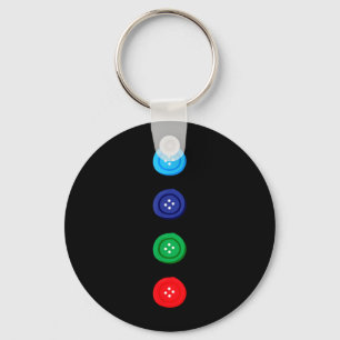 Four Groovy Buttons Blue Cat Funny Halloween Key Ring