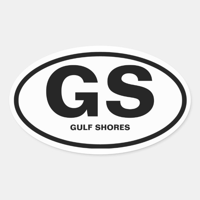 FOUR Gulf Shores, Alabama "GS" Oval Sticker (Front)