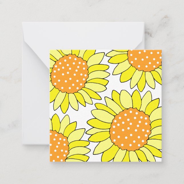 Four Hand Drawn Yellow Orange Sunflowers  Card (Front)