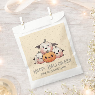 Four Happy Pumpkin Bats Yellow Happy Halloween Favour Bag