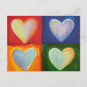 Four Hearts Love Personalised Art Postcards
