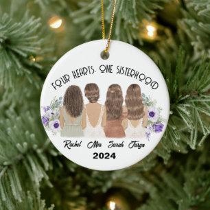 FOUR HEARTS, ONE SISTERHOOD CERAMIC ORNAMENT