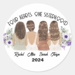 FOUR HEARTS, ONE SISTERHOOD CLASSIC ROUND STICKER