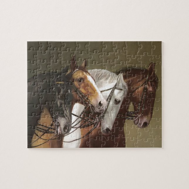 Four Horses Vintage Art Puzzle (Horizontal)