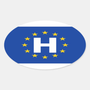 FOUR Hungary "H" European Union Flag Oval Sticker