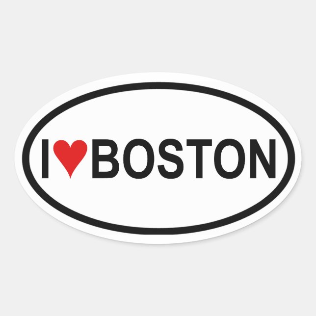 FOUR "I [heart] Boston" Oval Sticker (Front)