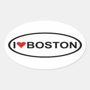 FOUR "I [heart] Boston" Oval Sticker