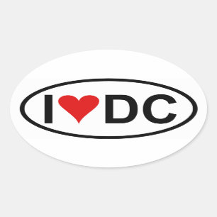FOUR "I [heart] DC" Oval Sticker