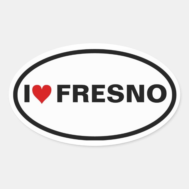 FOUR "I [heart] Fresno Oval Sticker (Front)