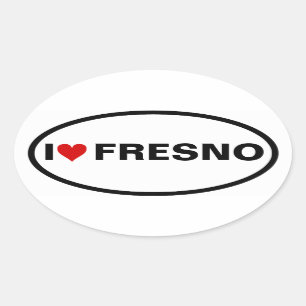 FOUR "I [heart] Fresno Oval Sticker