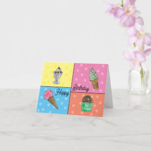 Four Ice Cream Birthday Card