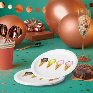 Four Ice Creams Paper Plate