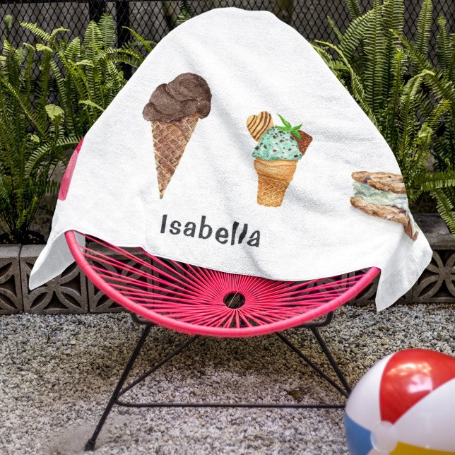 Four Ice Creams Personalised Beach Towel (Creator Uploaded)