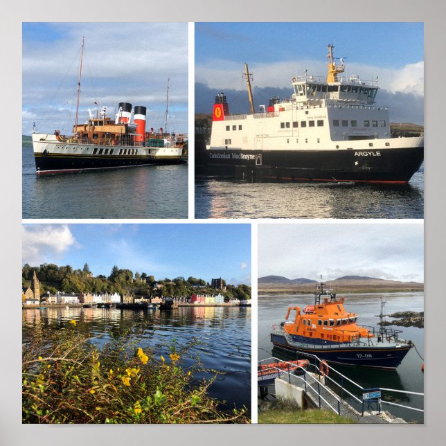 Four Image Poster of Scottish Boats & Scenery (Front)