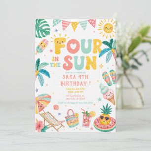 Four in the Sun 4th Birthday Party Invitation