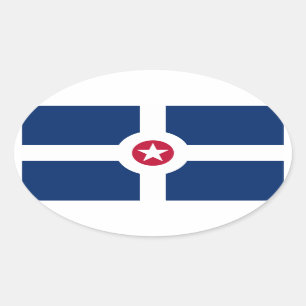 FOUR Indianapolis Flag Oval Sticker
