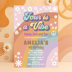 Four is a vibe birthday invitation