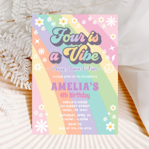 Four is a vibe birthday invitation