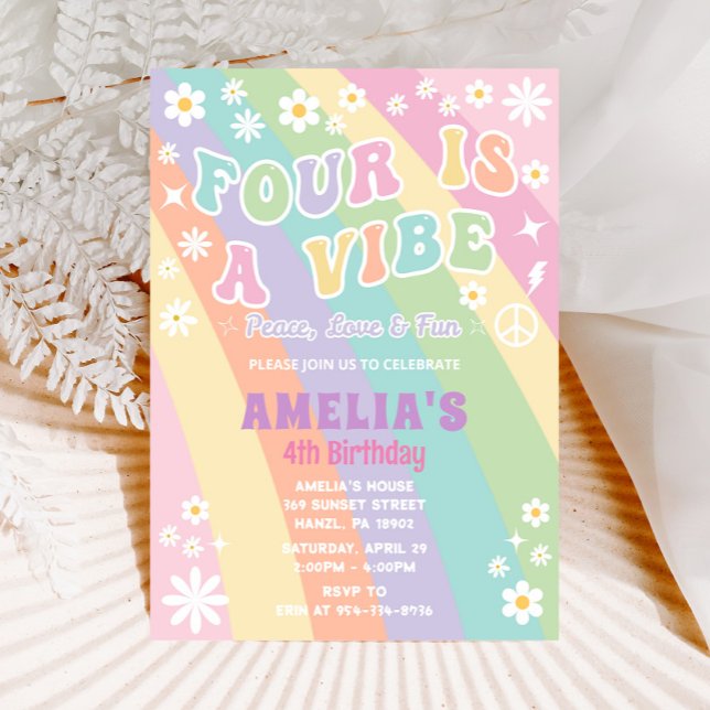 Four is a vibe birthday invitation (Creator Uploaded)