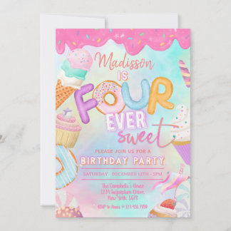 four is so sweet invitation