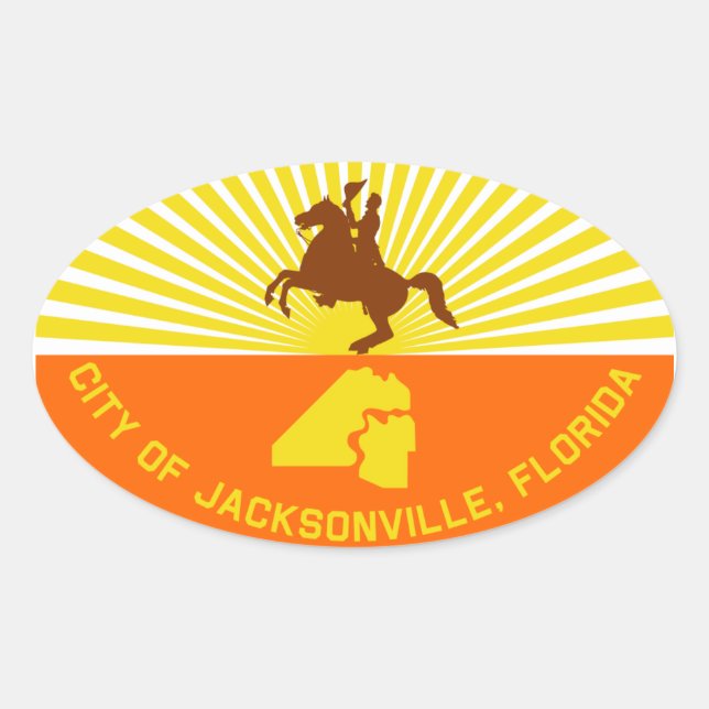 FOUR Jacksonville Flag Oval Sticker (Front)