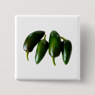 Four Jalapeno Peppers Green Photograph 15 Cm Square Badge