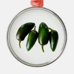 Four Jalapeno Peppers Green Photograph Metal Tree Decoration