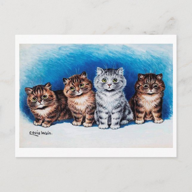 Four Kittens, Louis Wain Postcard (Front)
