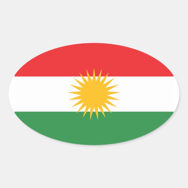 FOUR Kurdistan Flag Oval Sticker (Front)