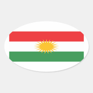 FOUR Kurdistan Flag Oval Sticker