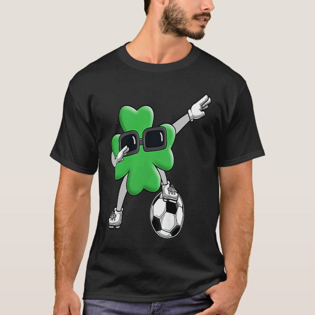 Four Leaf C Soccer Patrick's Day Lucky Day T-Shirt (Front)