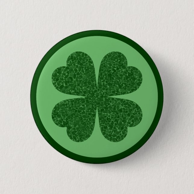 Four Leaf Clover 6 Cm Round Badge (Front)