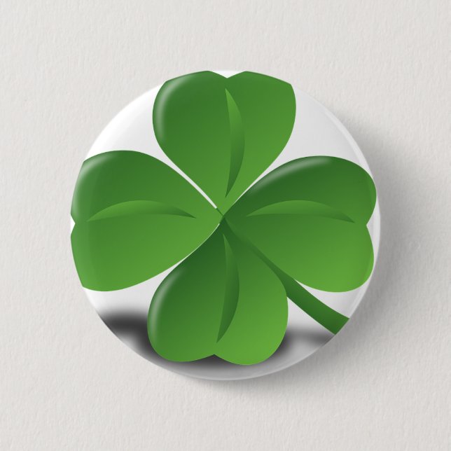 FOUR LEAF CLOVER 6 CM ROUND BADGE (Front)