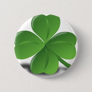 FOUR LEAF CLOVER 6 CM ROUND BADGE