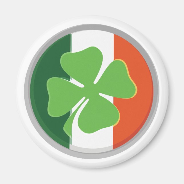Four-Leaf Clover and Irish Flag Colours Magnet (Front)