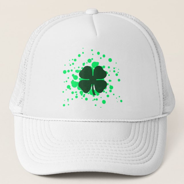 four leaf clover : bubbles : trucker hat (Front)