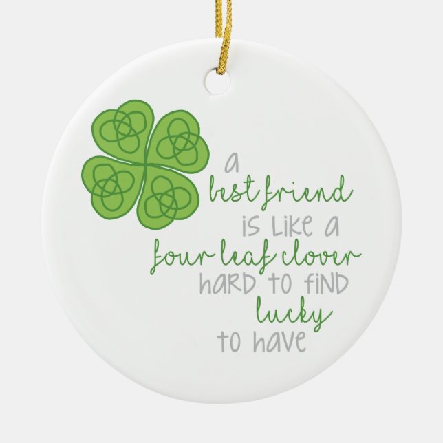 Four Leaf Clover Ceramic Ornament (Front)