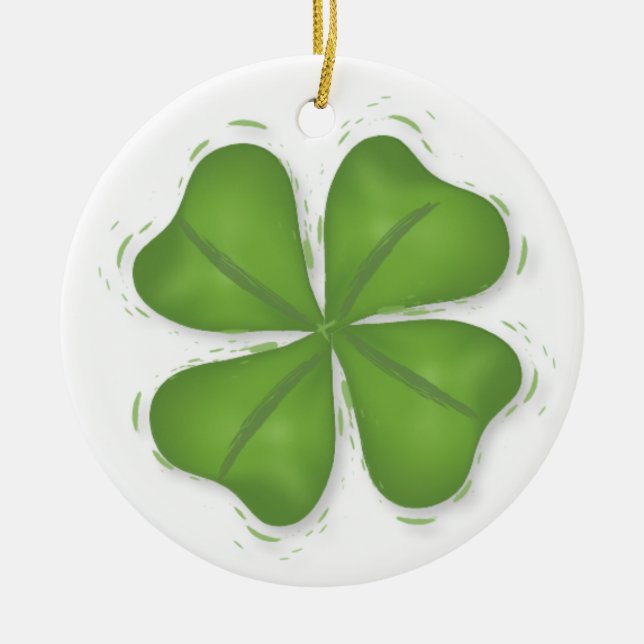 Four Leaf Clover Ceramic Ornament (Front)