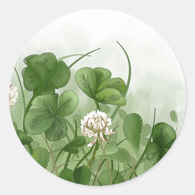 Four Leaf Clover Classic Round Sticker (Front)