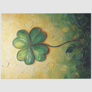 Four Leaf Clover Digital Oil Painting Decoupage Tissue Paper