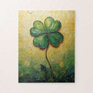 Four Leaf Clover Digital Oil Painting Jigsaw Puzzle