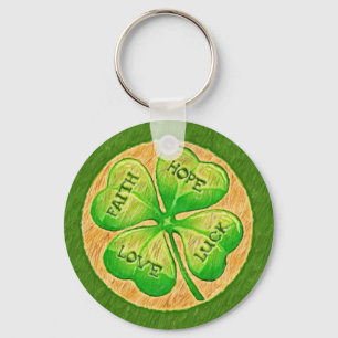 Four Leaf Clover - Faith Hope Love Luck Key Ring