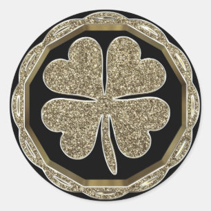 Four Leaf Clover Faux Gold Foil Elegant Seal