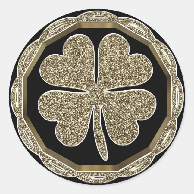 Four Leaf Clover Faux Gold Foil Elegant Seal (Front)