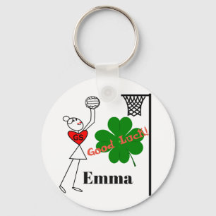 Four Leaf Clover Good Luck Netball Key Ring